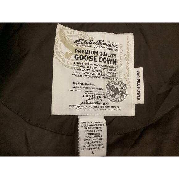 Eddie Bauer EB700 Premium Goose Down Puffer outdoor Vest size L brown - Picture 5 of 6